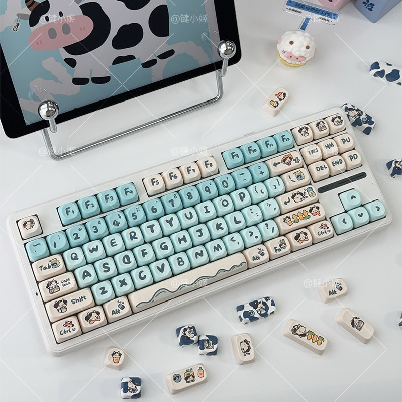คีย์ Xiaoji Gradient Cow คีย์บอร์ดแบบกลไกแบบกําหนดเองที่ไม่เหมือนใครปุ่มกดระเหิด 87/108/ผึ้งน้อย ak6
