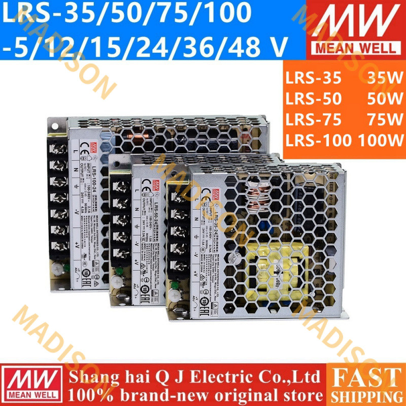 Mean WELL LRS-100-5 LRS-100-12 LRS-100-15 LRS-100-24 LRS-100-36 LRS-100-48 LRS-100-3.3 100W Switchin