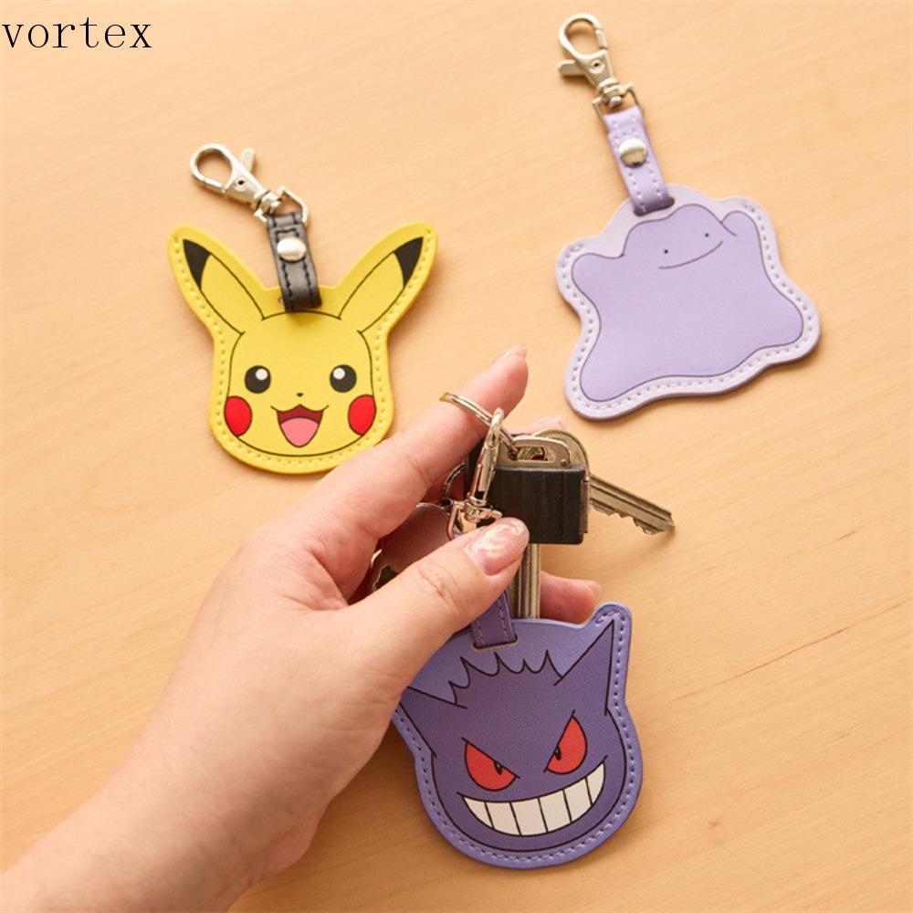 VORTEXG Pikachu Access Card Holder, Kawaii Protective Case Pokemon Cat Keychain, Cute Leather Creati