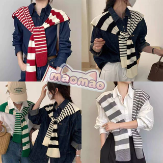 Maomao​💜พร้อมส่ง🌟 2026 ใหม่ถักเทปลายผ้าคลุมไหล่, ผ้าคลุมไหล่อบอุ่นสไตล์เกาหลีVO-71