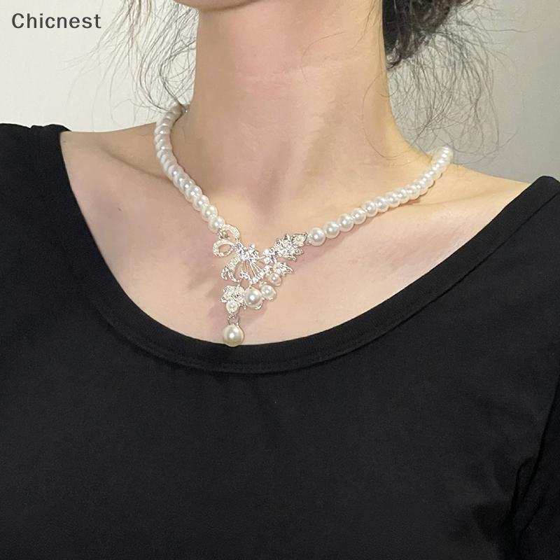 [Chc] ดอกไม้ทรงหยดน้ําและต่างหูสร้อยคอมุกชุดหญิงอารมณ์ชุดเจ้าสาวสร้อยคอต่างหู [VN]