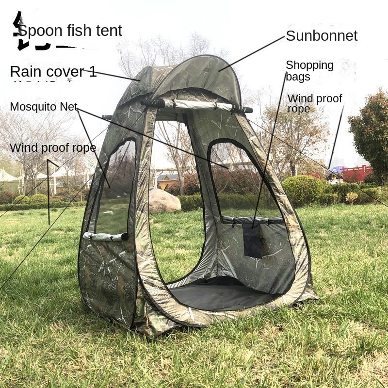 Fully automatic outdoor fishing tent rainproof and warm single simple speed open field camping famil