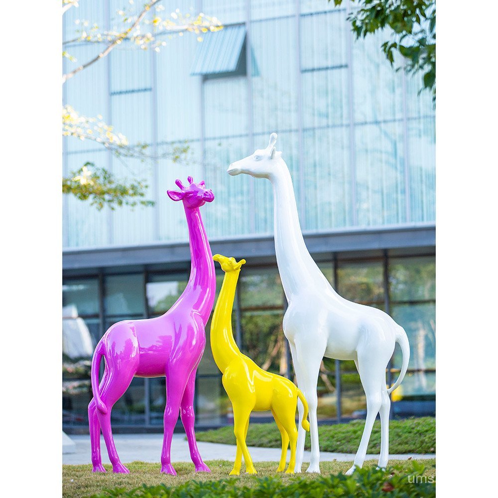 ใหม่เครื่องประดับอนุบาลกลางแจ้งด้านนอกยาวคอแก้วเหล็กบทคัดย่อประติมากรรมขนาดใหญ่เด็กวัยหัดเดินแก้วสัต