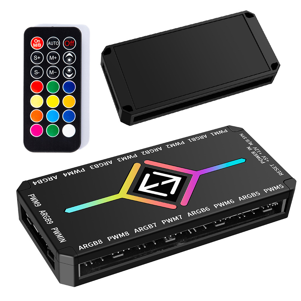 1 ถึง 9 3 ใน 1 พีเอ็มเอ็ม พัดลมแม่เหล็ก ฮับ ตัวแยกสัญญาณ พร้อมรีโมทสําหรับคอมพิวเตอร์พีซีกรณีพัดลม - รูปที่ 4