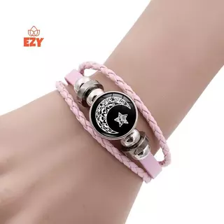 EZY 2 ชิ้น Luminous สร้อยข้อมือคู่ Sun Moon สร้อยข้อมือสีดําปรับได้มิตรภาพแฟชั่นเครื่องประดับโรแมนติกของขวัญวันเกิดใหม่
