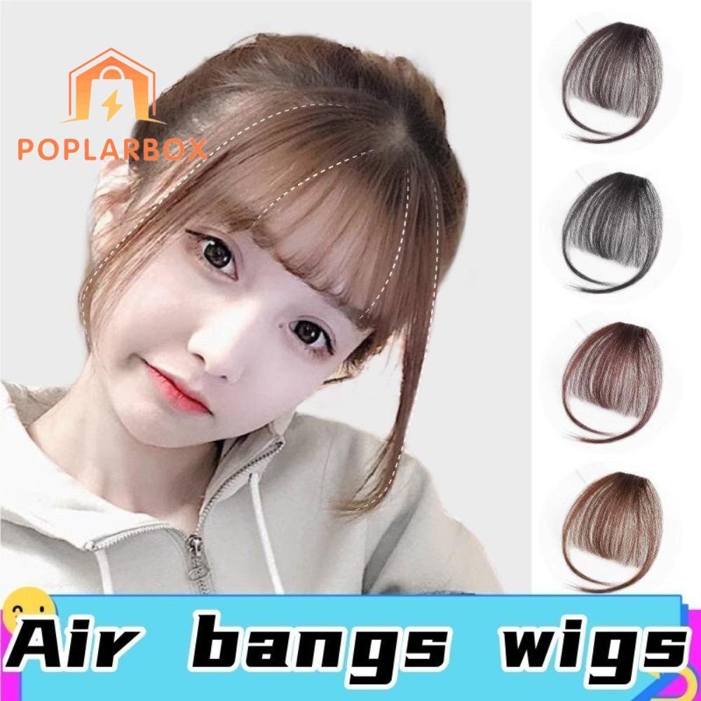 EPTRO Air Bangs Hairpiece,สําหรับสาวสังเคราะห์ Mini Fake Bangs, สีดําสีน้ําตาลผู้หญิง Hairpiece Exte