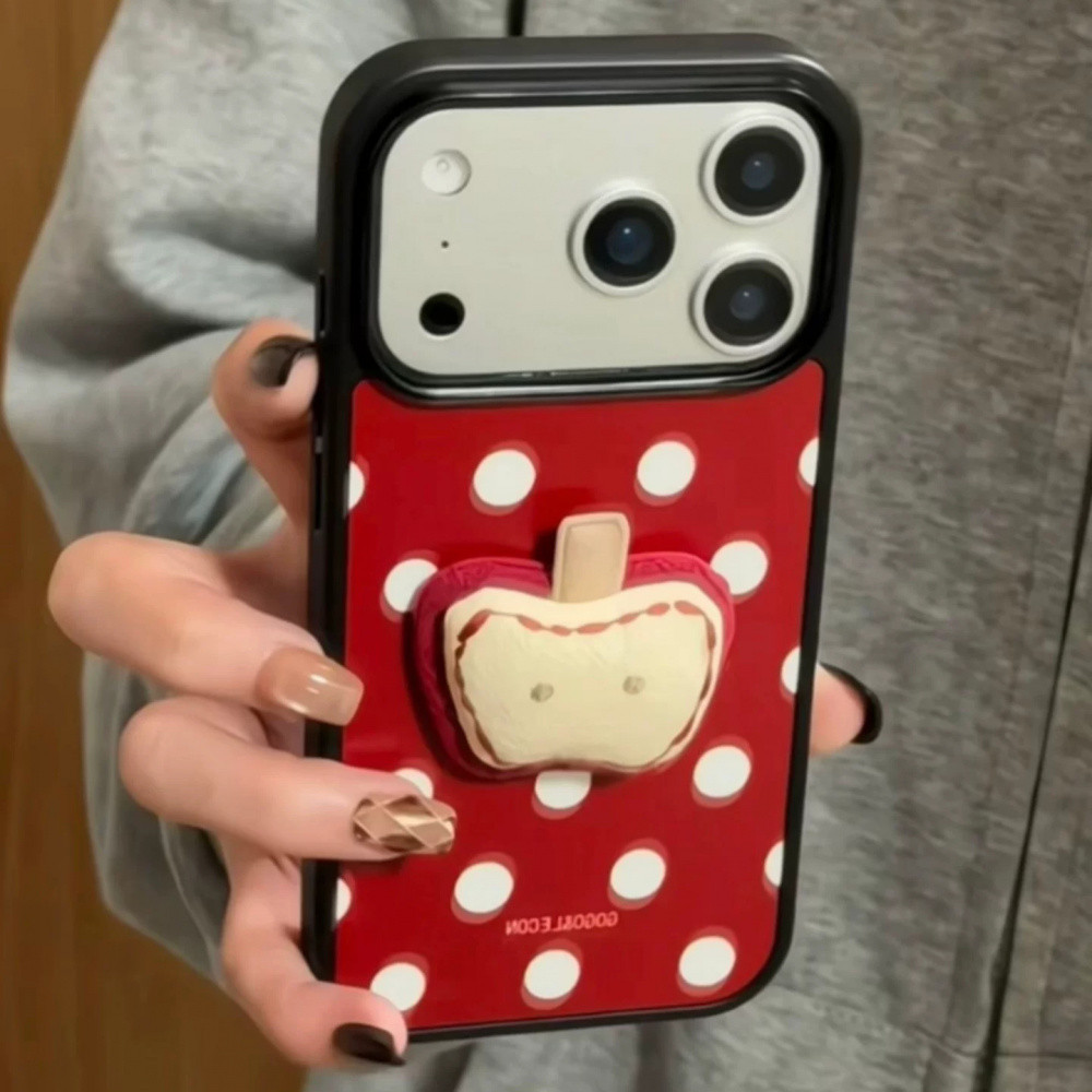 เกาหลี 3D เย็บปักถักร้อยสีแดง Polka Dot Apple iPhone สําหรับ iPhone 17 Pro Max 17 Pro 17 16 Pro Max 16 Pro 16 15 14 13 กันกระแทก Hard PC ฝาหลัง - รูปที่ 2