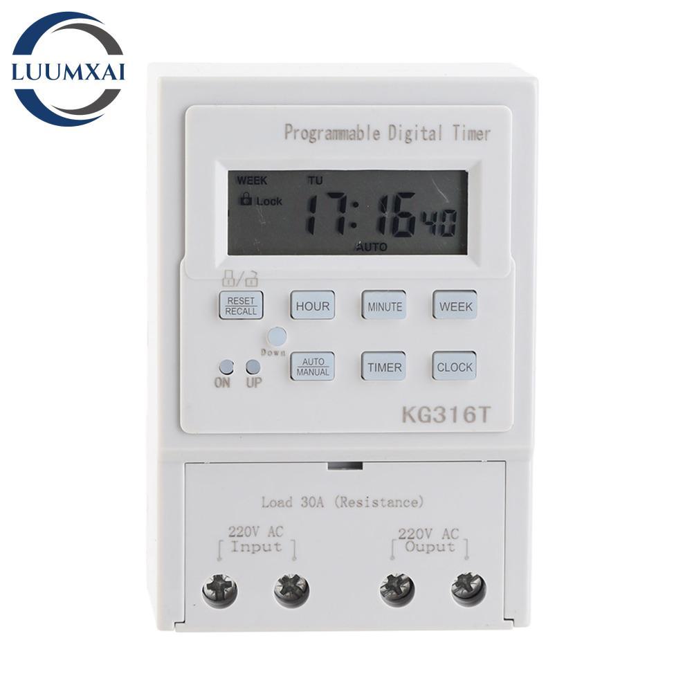LUUMXAI Digital Timer Switch, 30A 1W Power Programmable Timer, Smart Home KG316T 1Min - 168H Microco