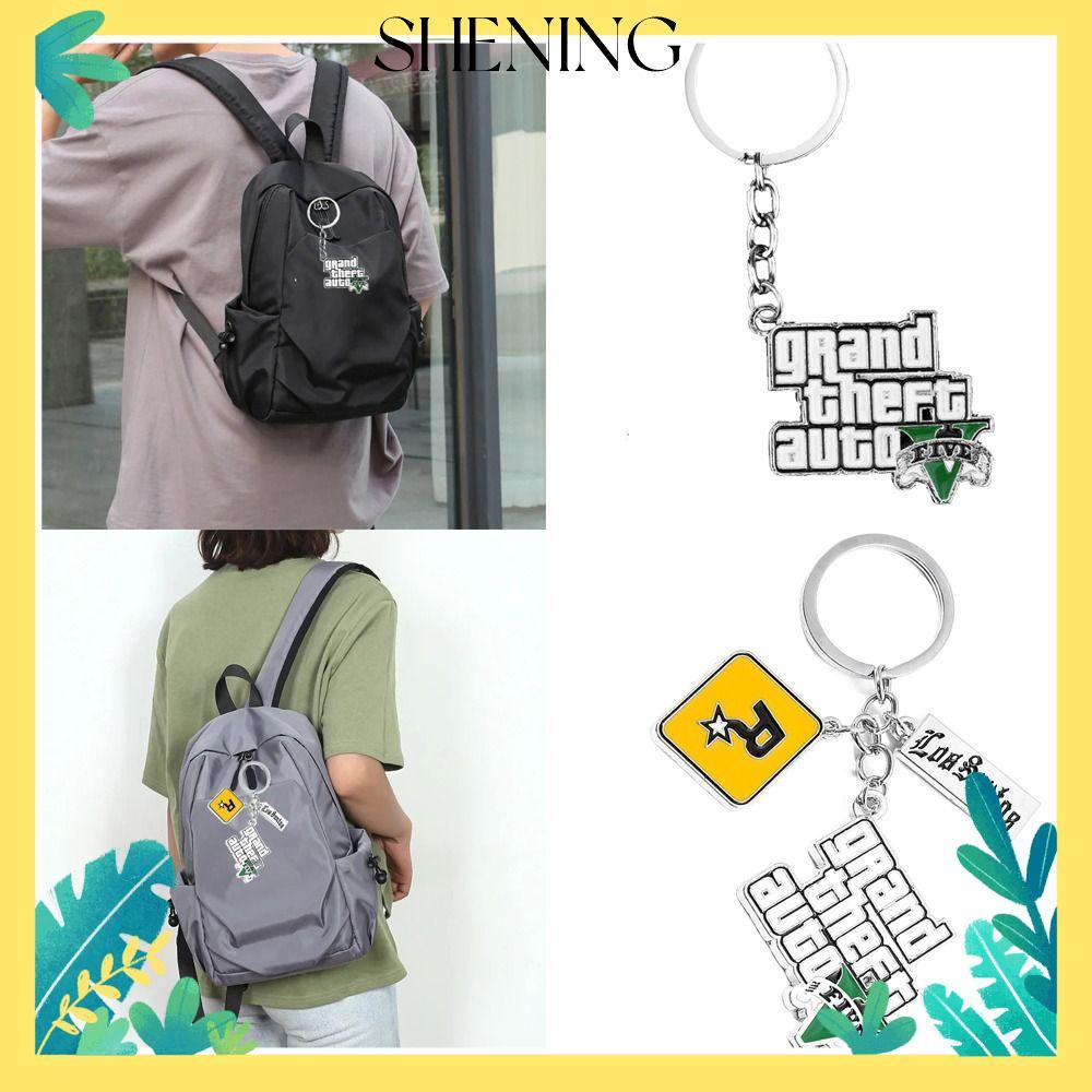 SHENING Key Holder, 5 Star Muti พวงกุญแจเกม PS4 GTA5 พวงกุญแจ, โลหะ Key Chain แฟนของขวัญ Keyholder แ