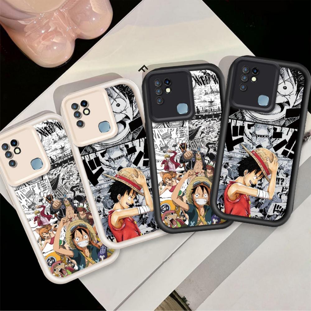 ปลอกคู่โทรศัพท์สําหรับ Infinix HOT 9Play HOT 10Play HOT 11Play น่ารักการ์ตูนซิลิโคน Luffy กันกระแทก 