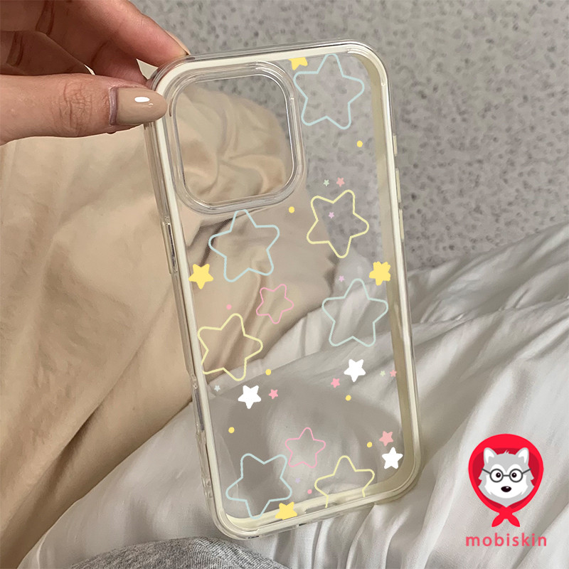 โค้งคำนับ เคสไอโฟน สำหรับ IPhone 15 11 13 7Plus 12 16 14 Pro Max พื้นดาวเส้นสีหลาก 16 7 8 Plus เคสโทรศัพท์สองในหนึ่ง
