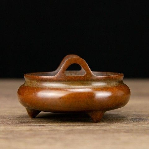 Su Gong ทองแดงบริสุทธิ์ Ingot ธูป Burner ขนาดเล็กคลาสสิก Breeze สามขา Burner Sky Ear ทองแดงธูป Burne