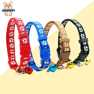 🔥 สินค้าใหม่ | ปลอกคอสุนัขลายอุ้งเท้าสีสันสดใส ติดกระดิ่ง | สำหรับทอยพุดเดิ้ล สุนัขพันธุ์เล็ก โกลเด้น และสุนัขทั่วไป 🐶🔔