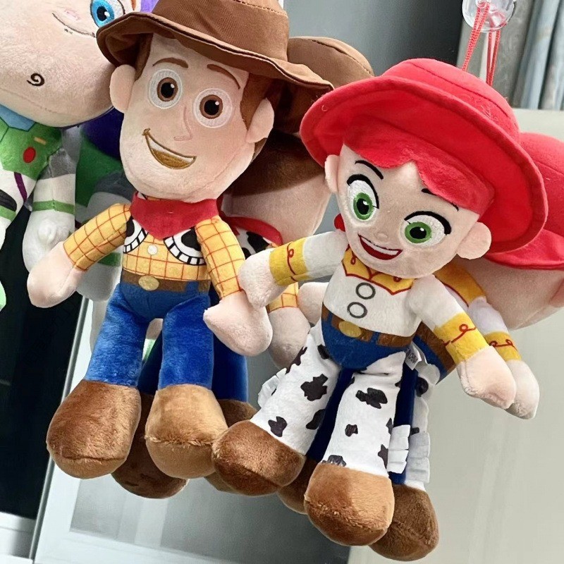 การ์ตูนอะนิเมะ Woody Buzz Lightyear Jessie Plush Toy Story น่ารัก Toy Story Plushies ตุ๊กตานุ่มตกแต่งห้องเด็ก