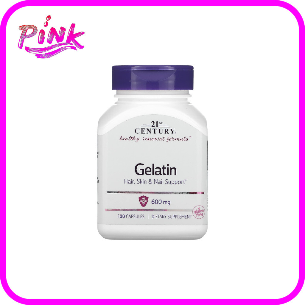 21st Century, Gelatin, 600 mg, 100 Capsules