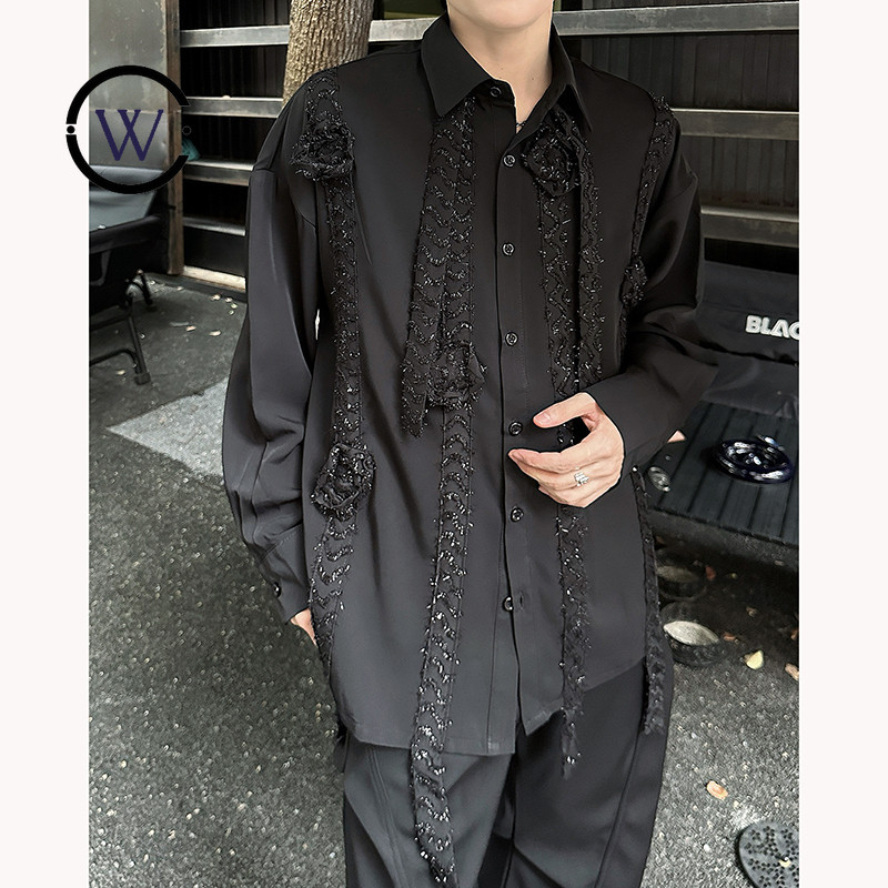 Dark Series 25 ฤดูใบไม้ผลิฤดูร้อน Heavy Industry Rose Series ผู้ชายออกแบบ Dark Night ดอกไม้เสื้อ CS7