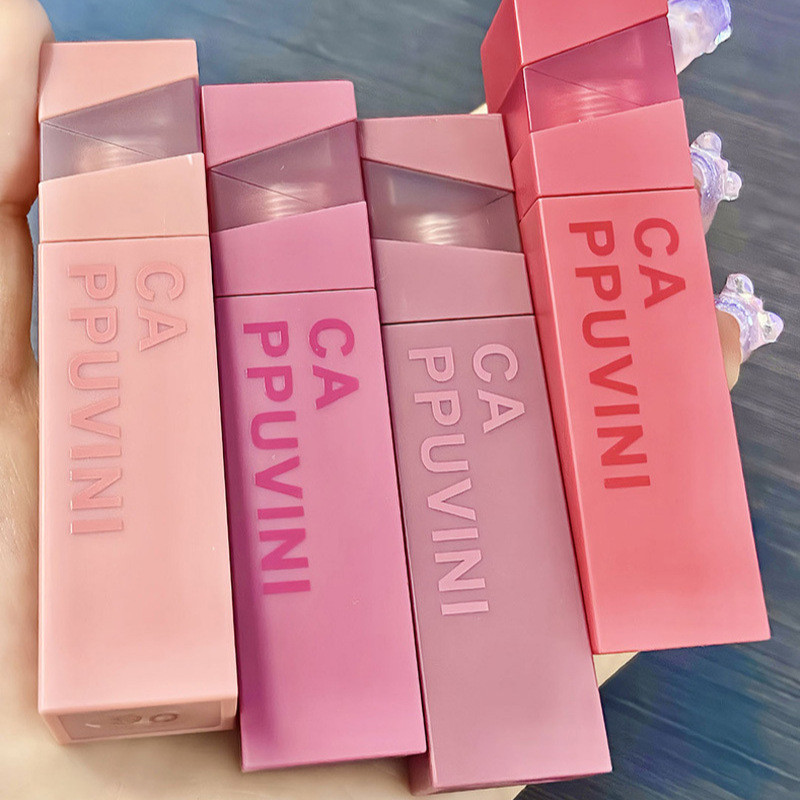 Cappuvini Cloudy Lip Mud Matte Velvet Whitening Lip Gloss Matte Red Brown Silky Non-Stuck Lip Gloss 