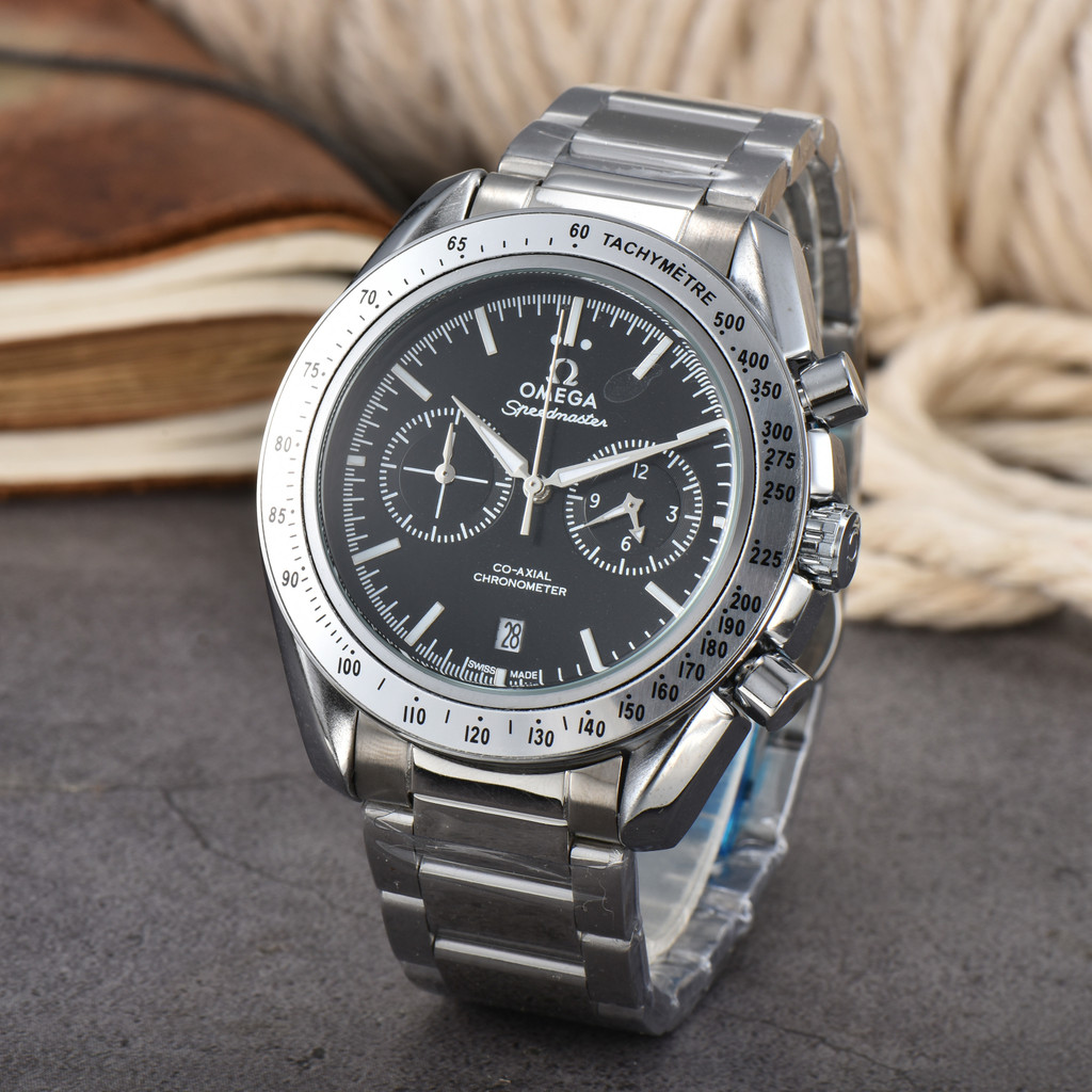 ผู้ชายคลาสสิก Speedmaste แรงบันดาลใจควอตซ์นาฬิกาโครโนกราฟ Tachymeter Luminous ธุรกิจนาฬิกาข้อมือสแตนเลส Band Casual แฟชั่นนาฬิกาข้อมือสําหรับสวมใส่ทุกวัน