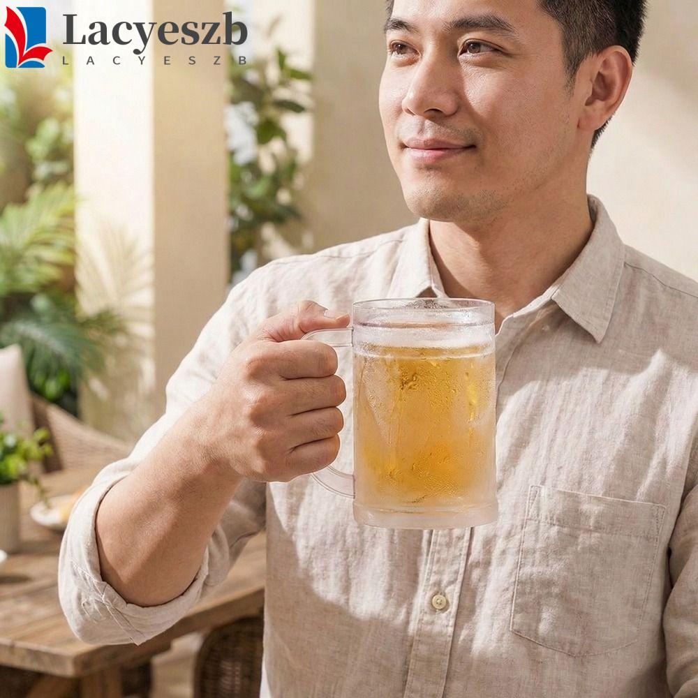 LACYESZB ถ้วยแช่เย็นเครื่องดื่มเย็น, ถ้วยกาแฟน้ําแข็งความจุขนาดใหญ่พลาสติก, แก้วเบียร์แช่แข็งแบบหนาป้องกันการรั่วแบบสร้างสรรค์บาร์บีคิว