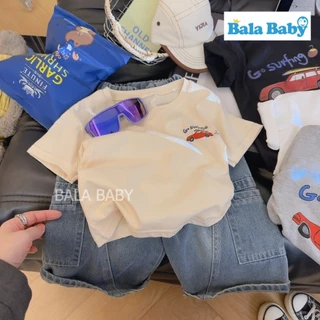 เสื้อยืดคอกลมเด็ก เสื้อยืดเด็กลายรถสีสด สไตล์เกาหลี แมทช์ง่าย ใส่สบาย Size80-120cm DXT45