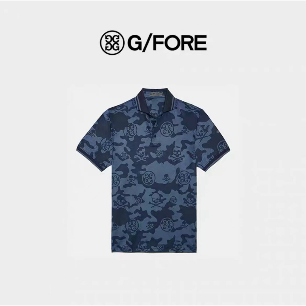 GFORE เสื้อโปโลผู้ชาย ฤดูร้อนใหม่ พิมพ์ลายธุรกิจและกีฬา