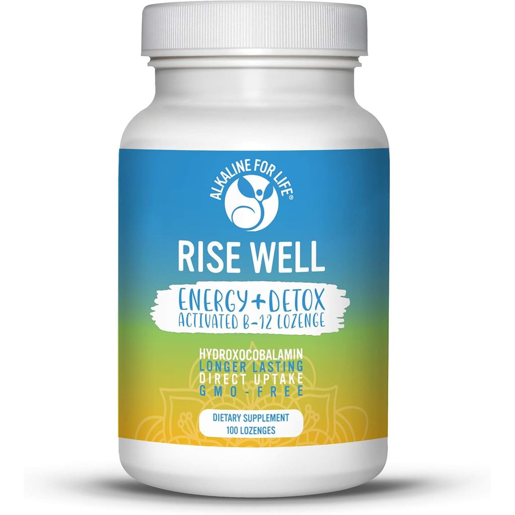 อัลคาไลน์สําหรับชีวิต Rise Well วิตามิน B12 - Vegan B12 - B12 วิตามินและอาหารเสริมพลังงาน - นักแสดงเ