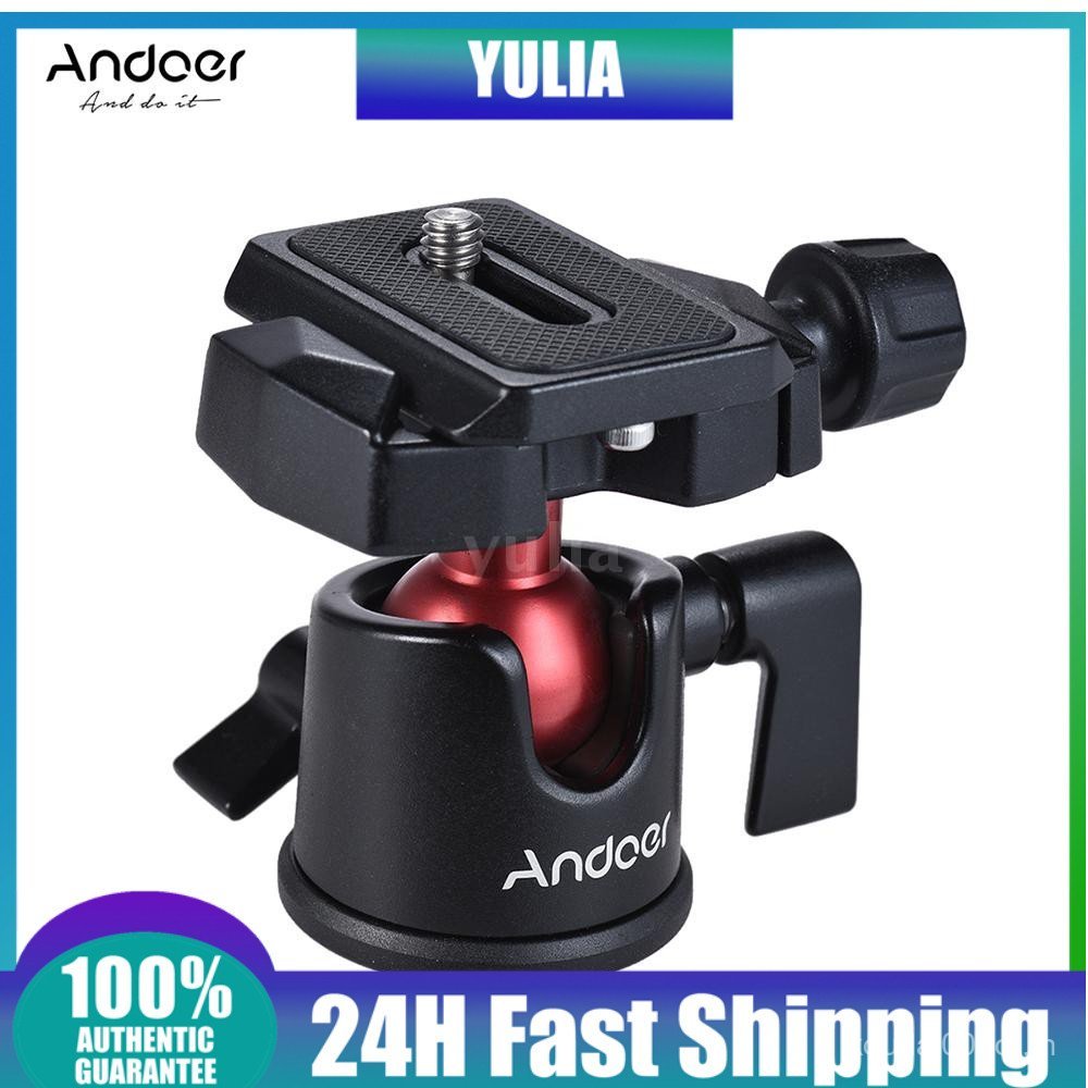 YULA Andoer Mini Ball Head Ballhead Tabletop ขาตั้งกล้องขาตั้งอะแดปเตอร์ Panoramic การถ่ายภาพหัว wi 
