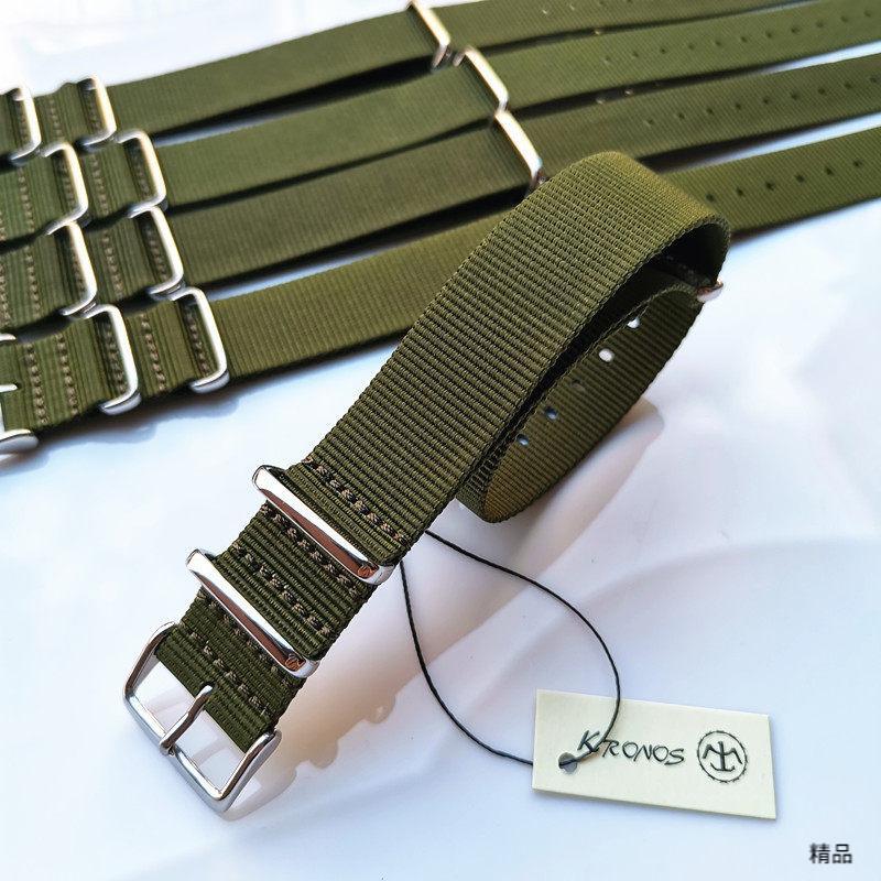 [Trendy Essentials] 18mm20mm22mm24mm NATO NATO Canvas Nylon Strap Outdoor Dark Army Green Square Buc