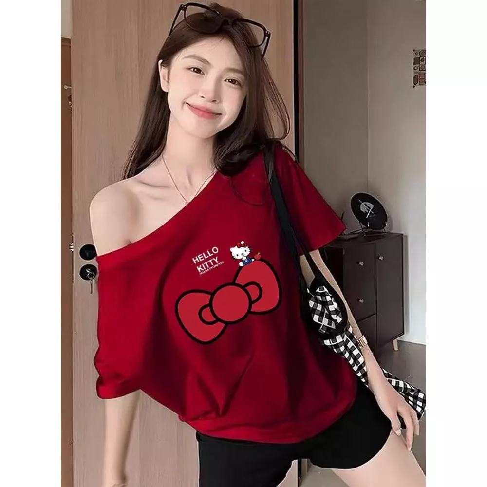 ผู้หญิงเสื้อยืดความรู้สึกของการออกแบบเสื้อยืดเซ็กซี่สาวลดอายุเสื้อยืดหลวมเสื้อผ้าสาวอวบไซซ์ใหญ่เสื้อผ้าสาวอวบน้ำหนัก 70