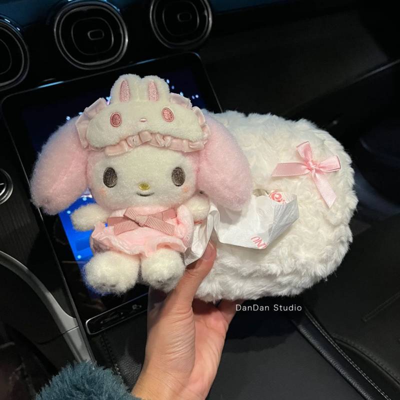 Cartoon Series Melody Tissue Box Car Tissue Box Cute Girl Heart Plush Doll Decoration Tissue Cover G