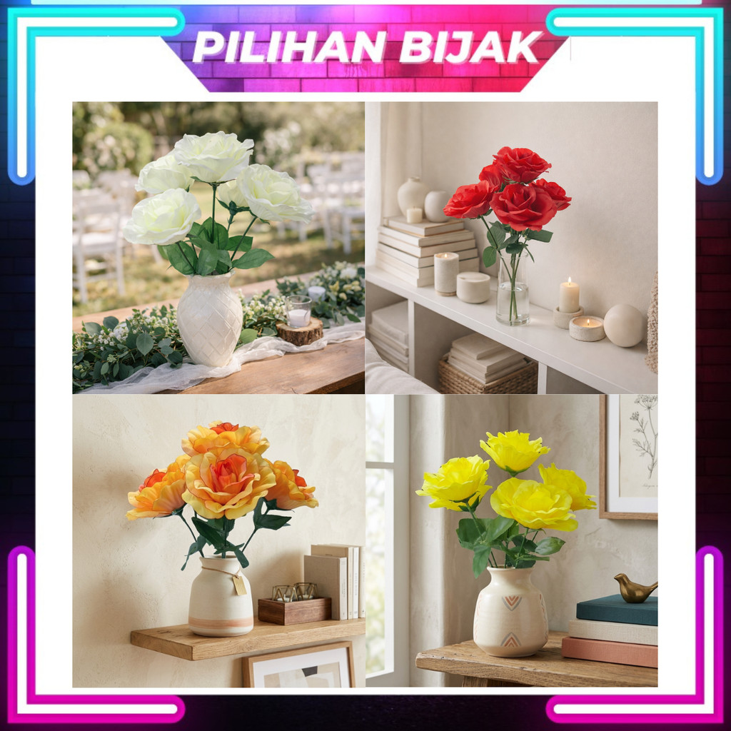 5 หัวศิลปะ ROSE/ HAND BOUQUET/ ROSE FLOWERS/ DECORATIVE FLOWERS/ ARTIFICIAL ROSE FLOWERS/ AF10012