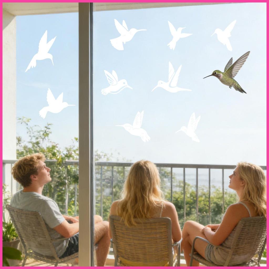 Bird Window Decals 9 ชิ้นหยุดตี Clings Anti-Collision สติกเกอร์หน้าต่างสําหรับ Home Apartment Workpl