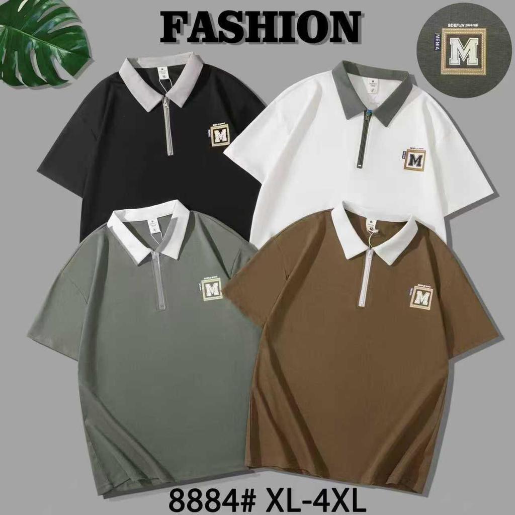 SHT8884#-225-XL-4XL เสื้อยืดแฟชั่นชาย เสื้อแขนสั้นคอปก 4สีให้เลือก ผ้าใส่สบาย