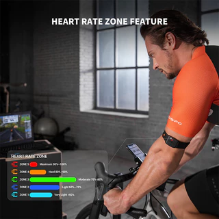COOSPO HW9 Bluetooth 5.0 ANT+ ปลอกแขนวัดอัตราการเต้นของหัวใจพร้อมโซน HR/Calories Burned, Optical HRM Sensor สําหรับการฝึกฟิตเนส/ปั่นจักรยาน/วิ่ง,เข้ากันได้กับ Peloton,โยคะ