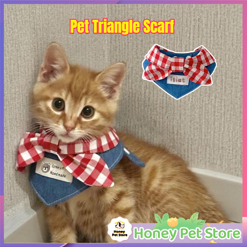 Pet Triangle Scarf Pet Bowknot Scarf Fashion Decorative Triangle Scarf Tudung Segitiga 三角巾