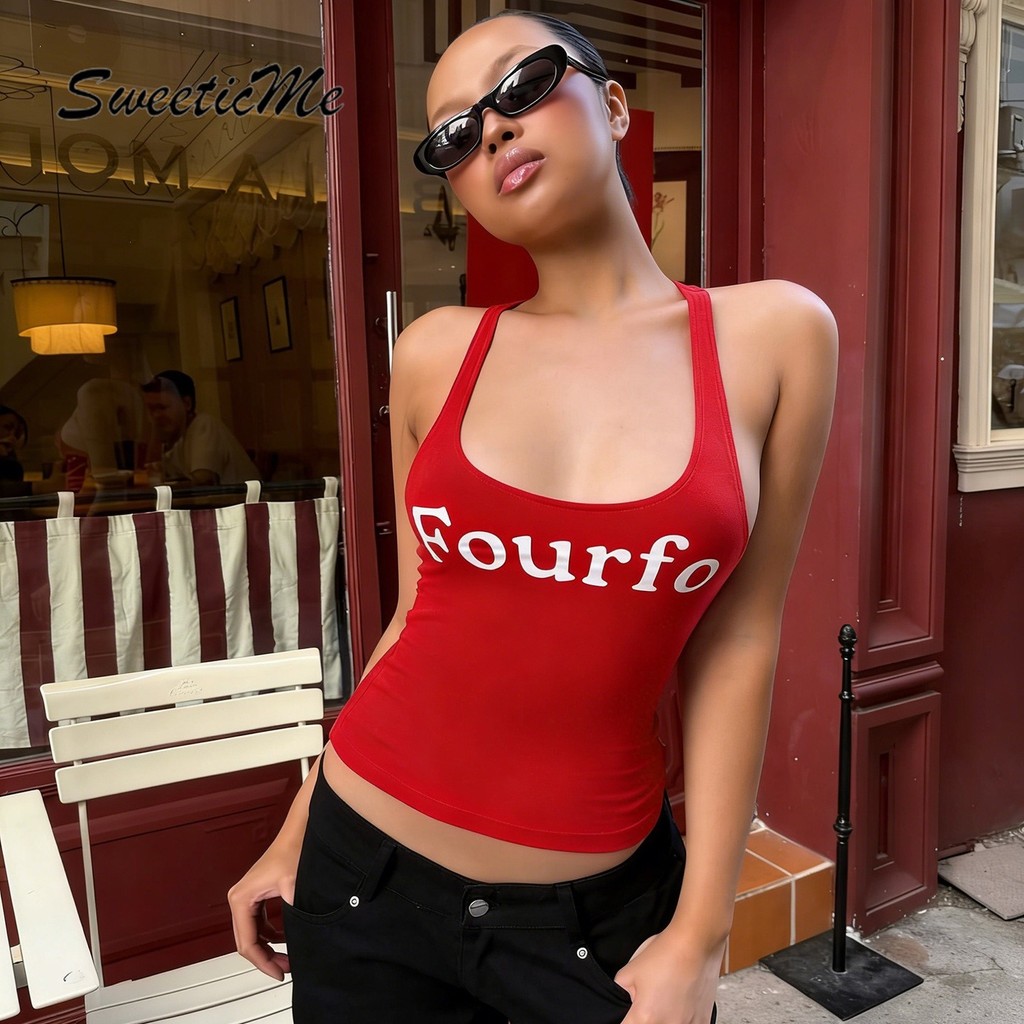 SweeticMe เสื้อสตรี 2026 ตัวอักษรแฟชั่นใหม่พิมพ์ Casual Street Camisole — صورة 6