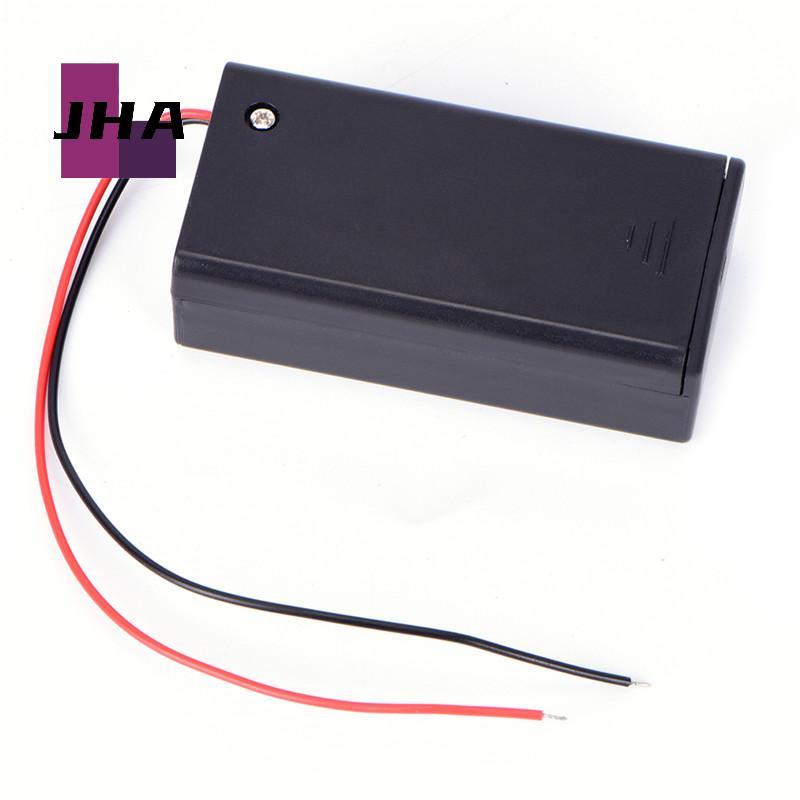 [JHA] 9V Volt PP3 Battery Holder Box DC Case With Wire Lead ON/OFF Switch Cover ใหม่