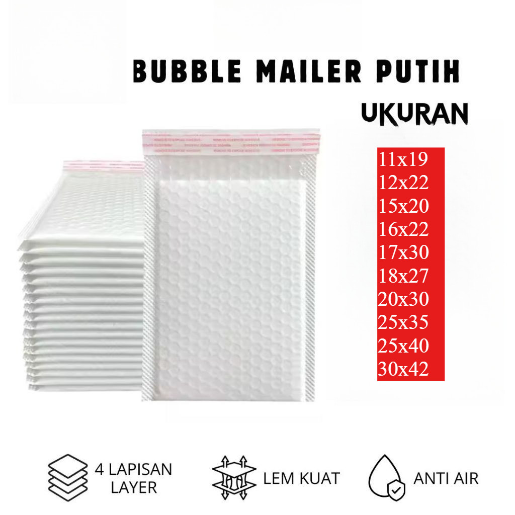 กระเป๋า Bubble Mailer สีขาว / Simple Online Packing / Polymailer Bubble ขนาด 12x22
