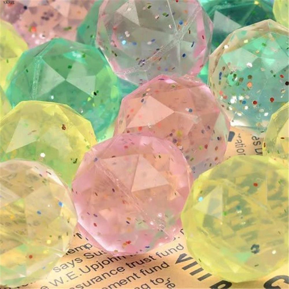 YARIS 6 ชิ้น Diamond Bouncy Ball, Bouncy ของเล่นสายรุ้งสียาง Bouncy Ball, Creative ขนาดใหญ่ใสสุ่ม Bo