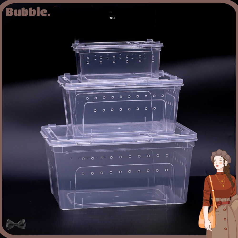 BUBBLE สัตว์เลื้อยคลาน Breeding กล่อง,โปร่งใส Breathableed เต่าขนส่งคอนเทนเนอร์,ทนทาน Escape-Proof View Stackable สัตว์เลื้อยคลาน Terrarium ด้วงแมลง Habitat
