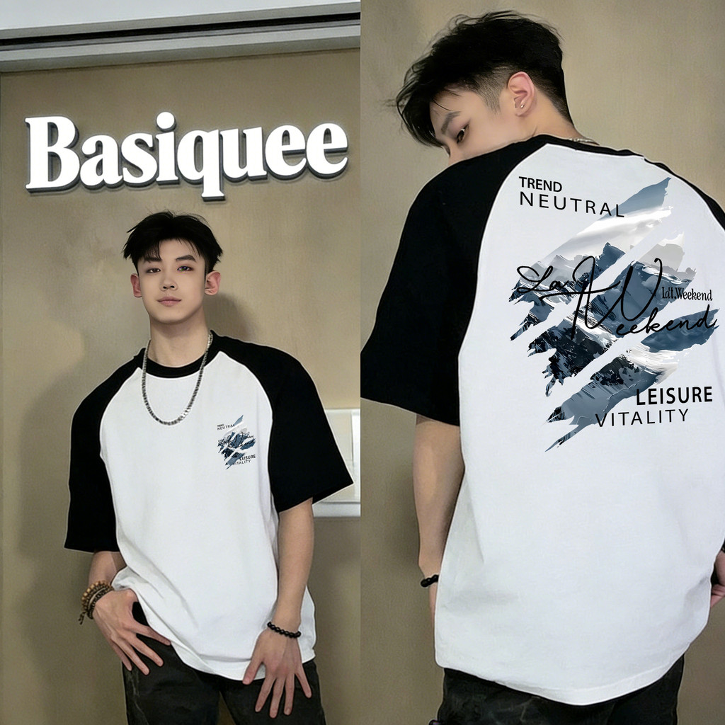 Basi💥เสื้อแฟชั่น เสื้อยืด oversize ผ้าฝ้าย100% แนวสตรีท ไม่ต้องรีดผ้า สวมใส่สบาย ผ้านิ่ม ลาย "TREND NEUTRAI"