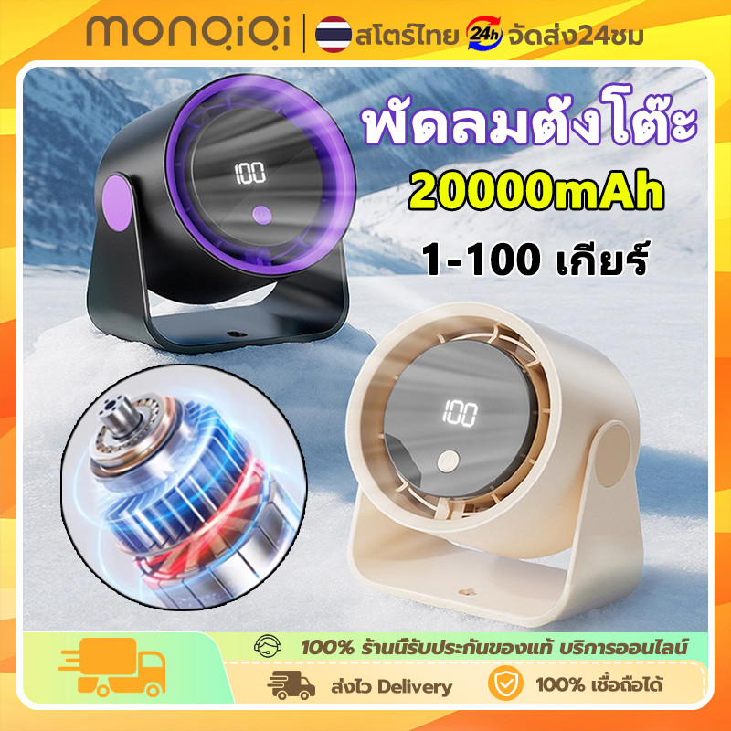 พัดลมไร้สาย 6นิ้ว แบตอึดถึก มีเลขบอกแบต ปรับแรง 100 ระดับ พัดลมตั้งโต๊ะขนาดเล็ก ชาร์จ USB สะดวก ส่งไวใน 24 ชม.