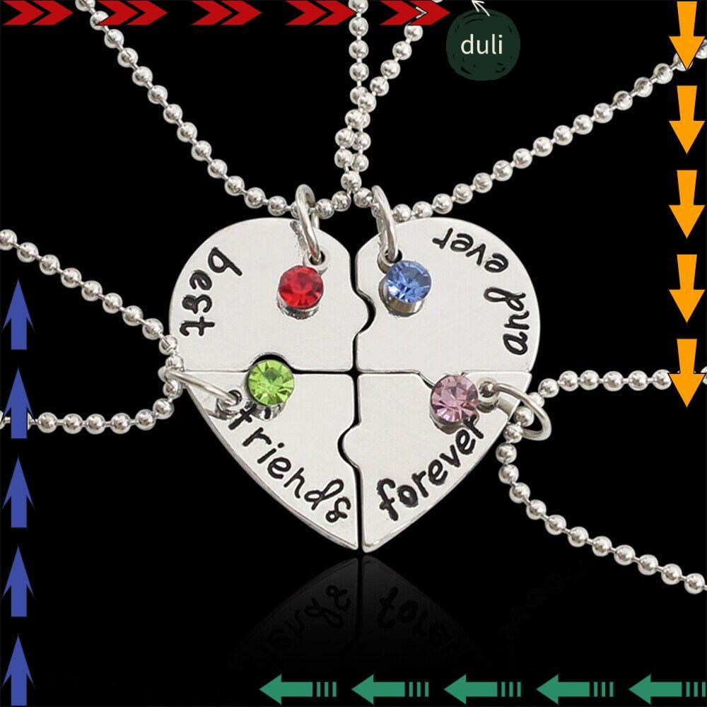 DUILIAN 4 Bff Friend Love Necklace Best Friend Froever Womens Necklace
