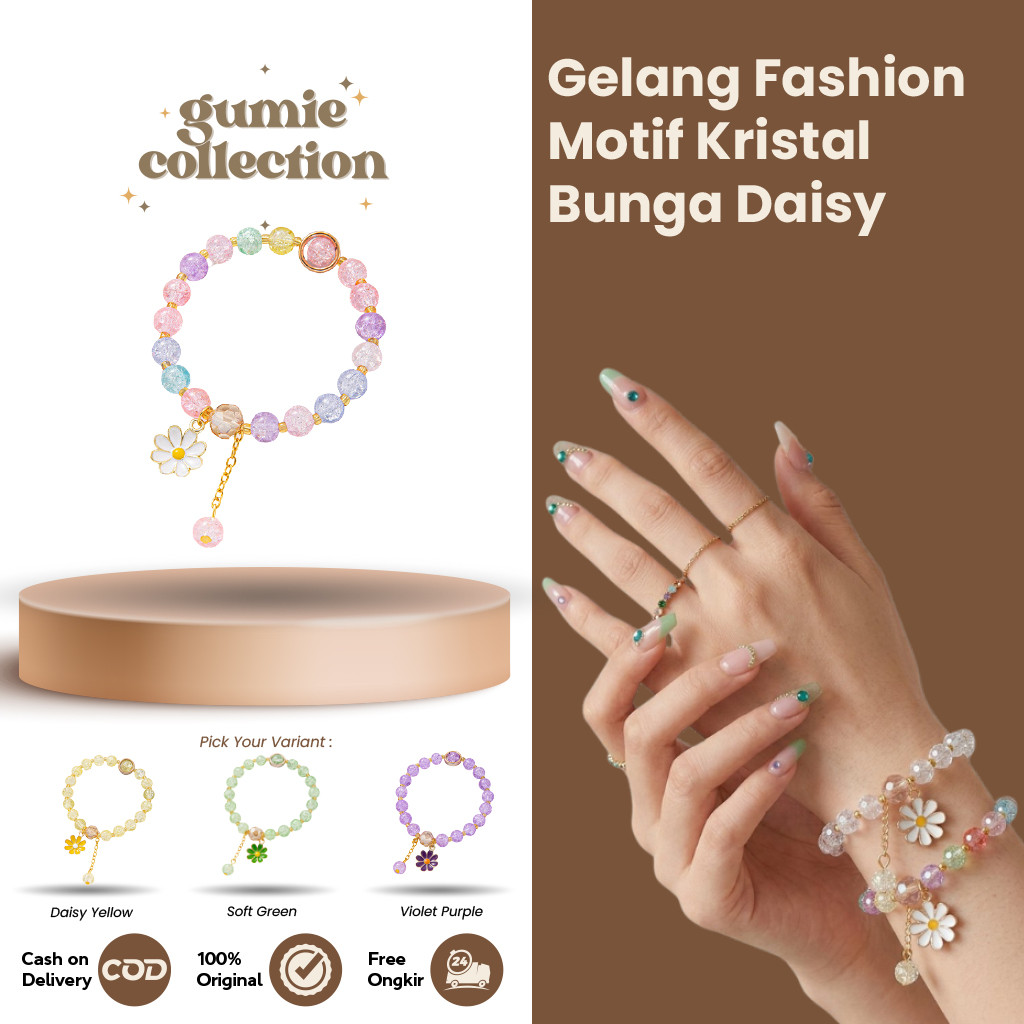 GC - ดอกไม้เกาหลี CRYSTAL BRACELET / BEAUTIFUL FASHION COUPLE ATESTHETIC BRACELET
