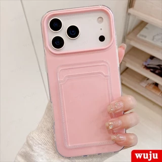 WUJU โปร่งใสผู้ถือบัตรกรณีเข้ากันได้สําหรับ IPhone 17 16 15 14 13 12 11 Pro Max, พร้อม Anti-Yellowing, กันกระแทก TPU กันชน