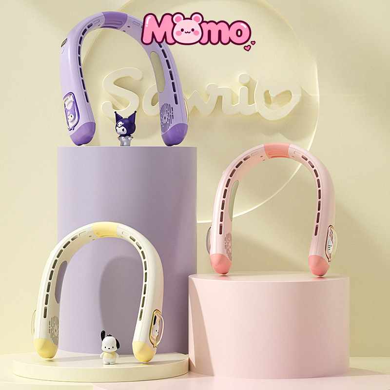 SANRIO ซานริโอ การ์ตูนมินิ ไม่มีใบมีด คอพัดลมแบบพกพาคอพัดลมระบายความร้อนพัดลมขนาดเล็กสําหรับเด็ก