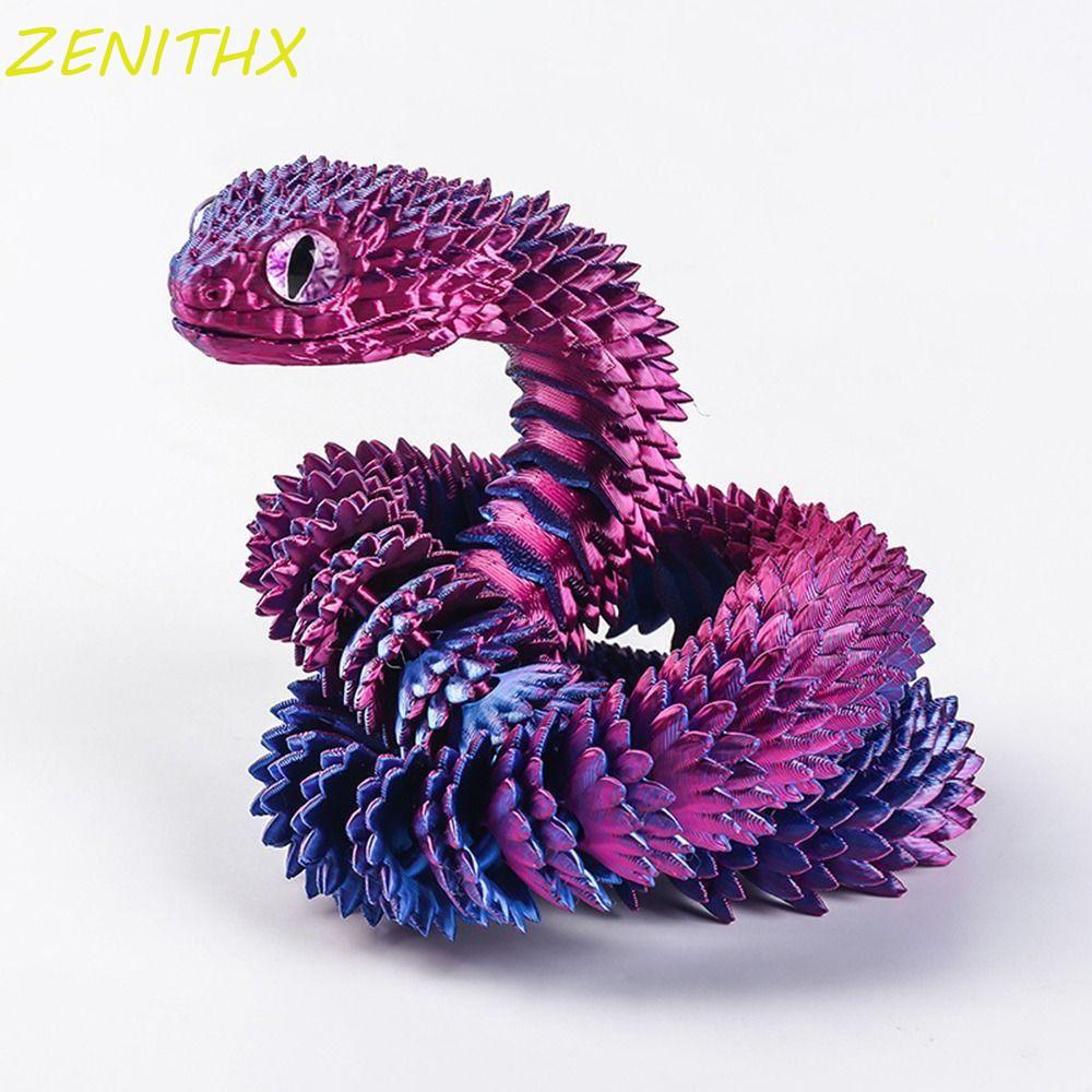 ZENITHX จําลองงูเครื่องประดับ,หมุนได้ 30/45/60 ซม. 3D พิมพ์งูของเล่น,ตลกหลากสีสมจริง PLA สัตว์จําลองรุ่นเดสก์ท็อปเครื่องประดับ