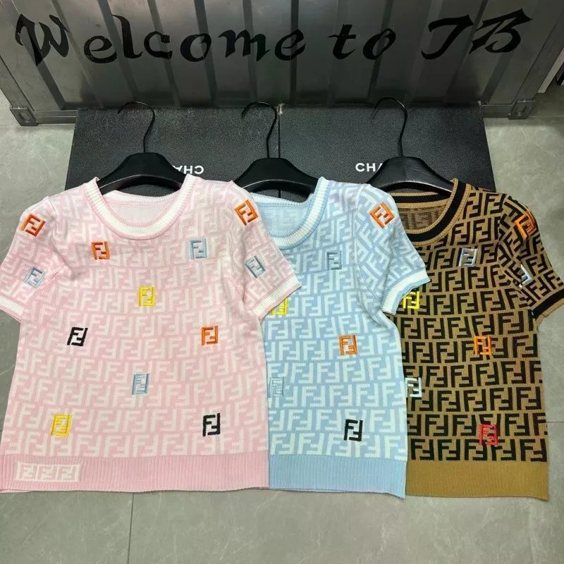 เสื้อสเวตเตอร์ FENDI8024 คอกลม แขนสั้น แฟชั่นใหม่