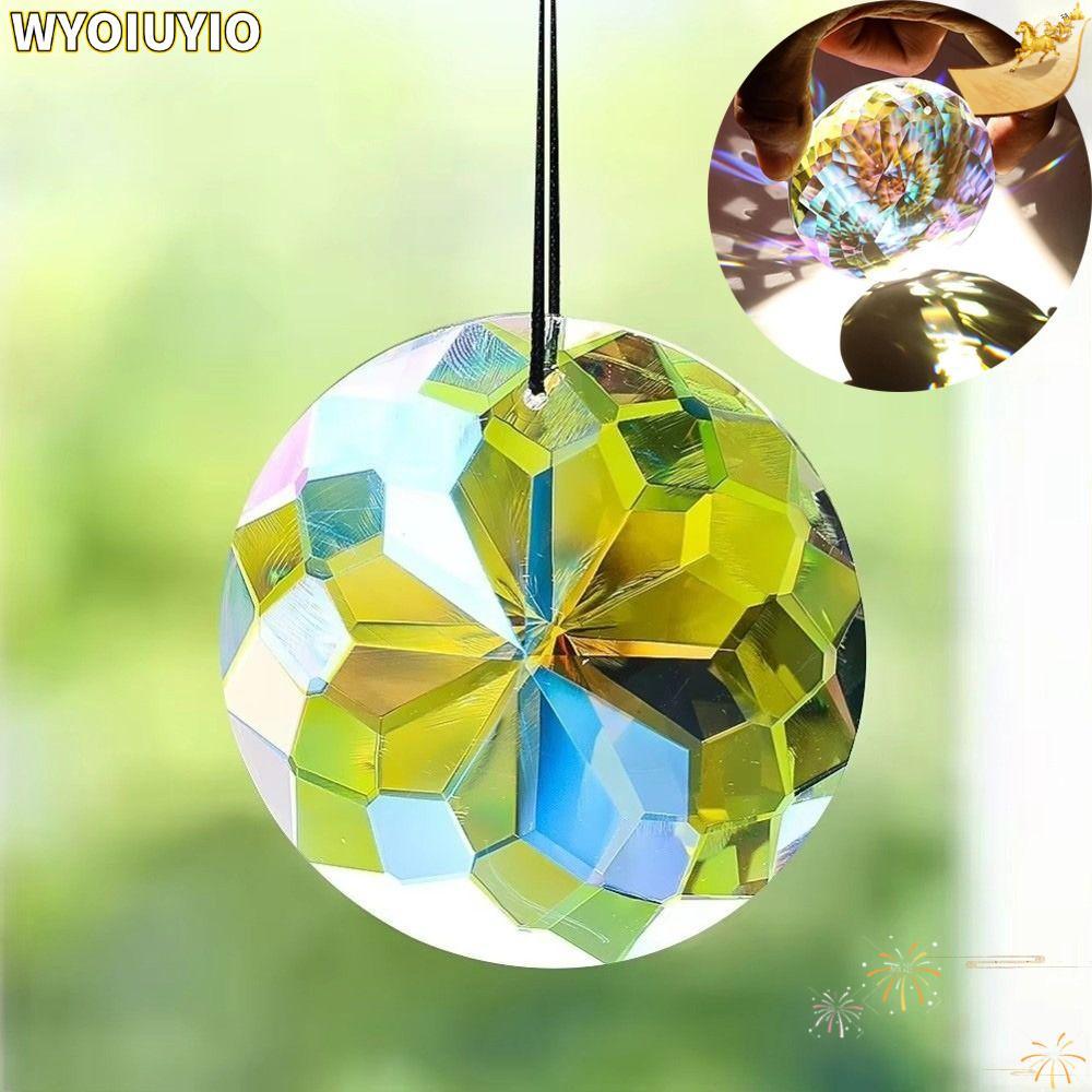 WYOIUYIO Mandala Suncatcher,แขวนออกแบบDIYหัตถกรรมคริสตัลปริซึมจี้,จี้ตกแต่งรอบรูปร่างแก้วคริสตัลPrism Sun Catchersบ้านตกแต่งสวน