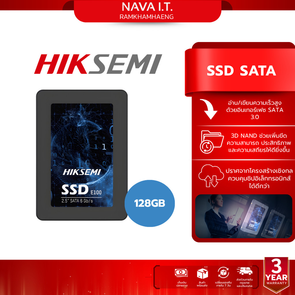 HIKSEMI CITY SERIES E100 SSD SATA 128GB (เอสเอสดี) 3D NAND SATA III